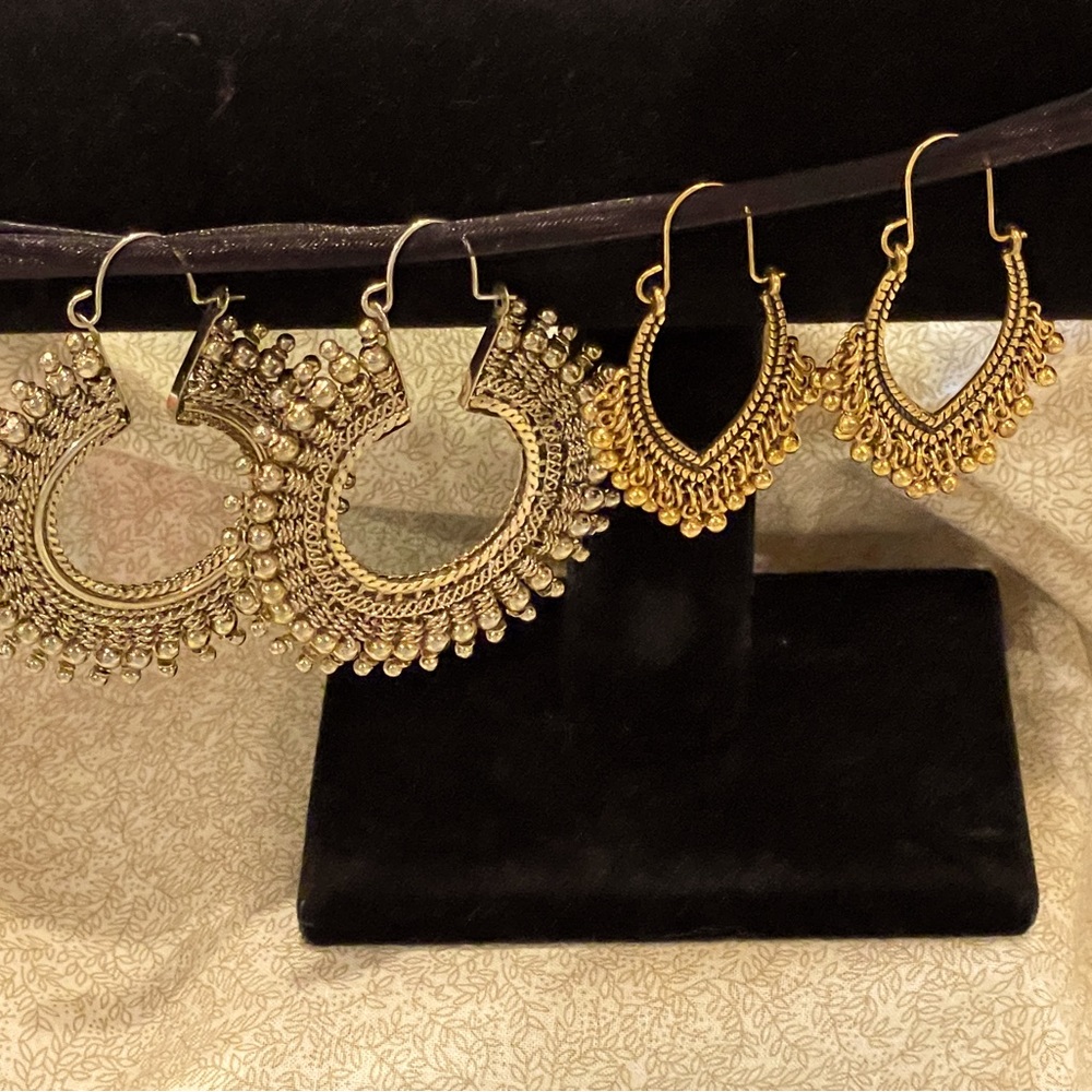 Boho Style Earring Bundle 1 Gold Tone, 1 Silver Tone